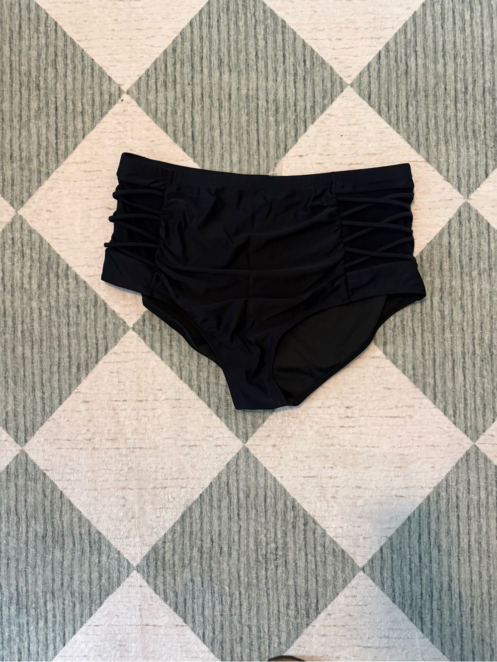 Zara Black High-Waist Shorts with Side Lace-Up Straps